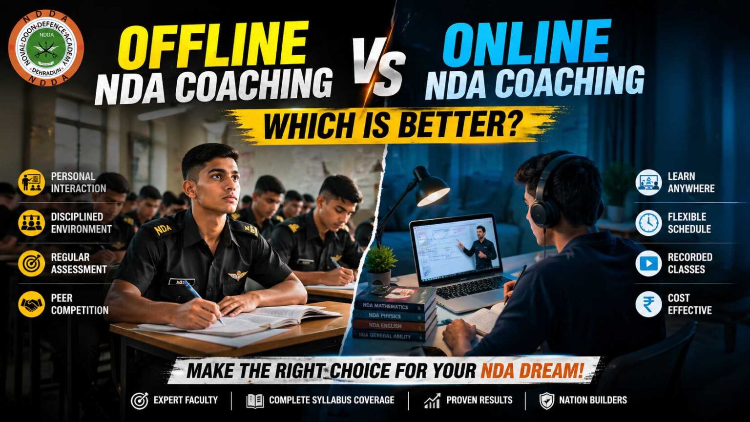 Offline NDA Coaching vs Online NDA Coaching – Which is Better?